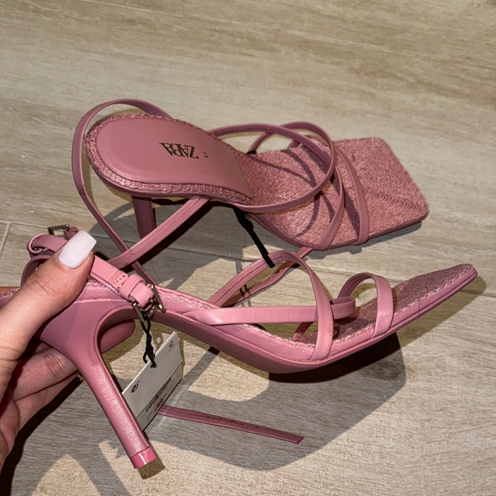 Zara Pink Strappy Women's Sandals - Picture 6 of 10
